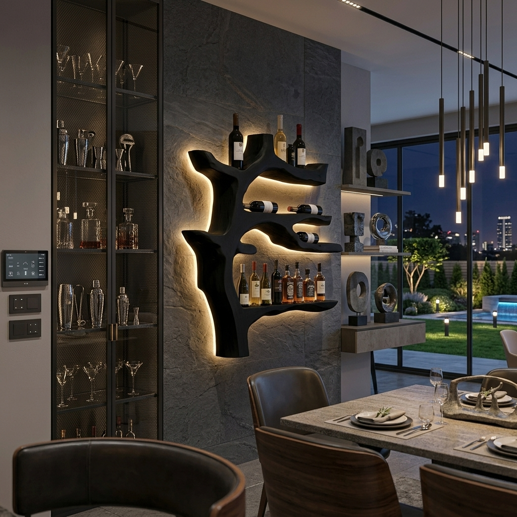 Modern Branch Wine Bottle Holder Wall Mount For Dining Wall Decor