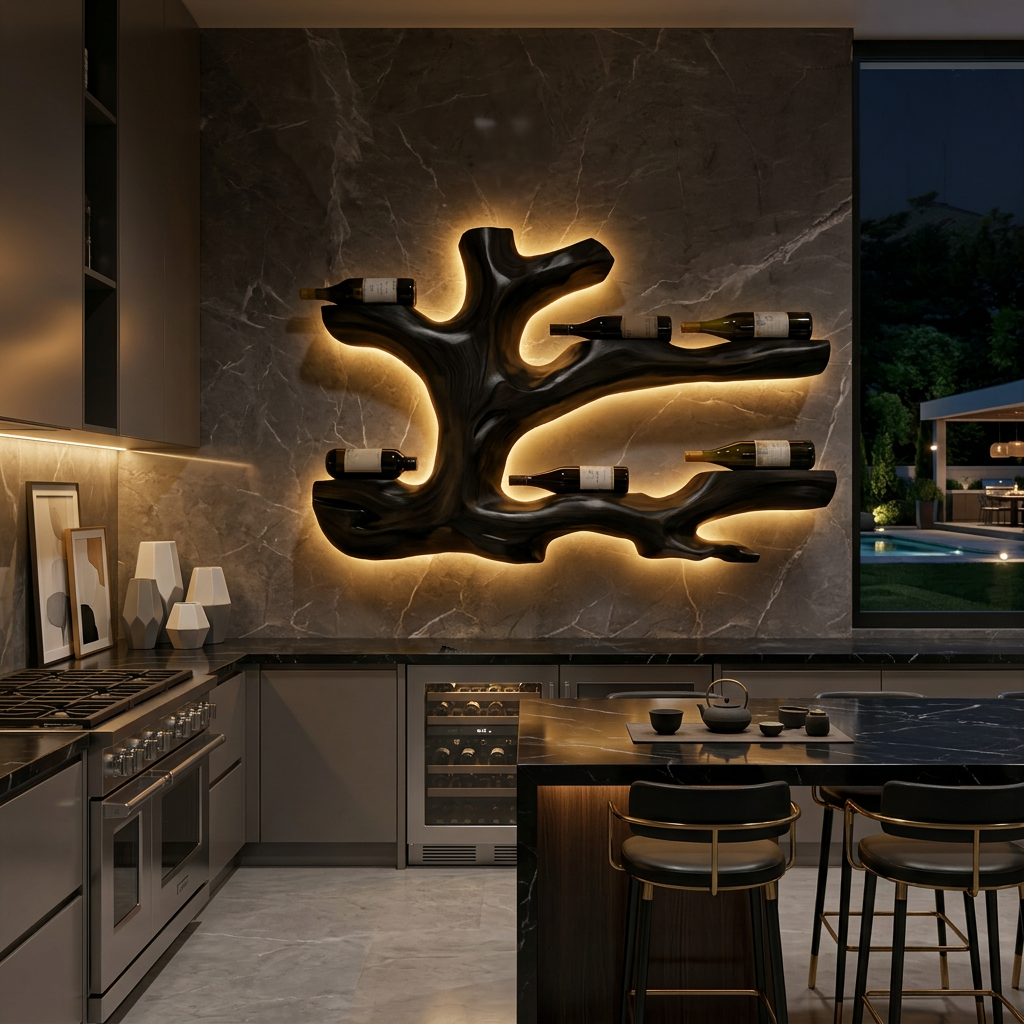 Rustic Live Edge Wine Bottle Holder Wall Hanging For Home Interiors