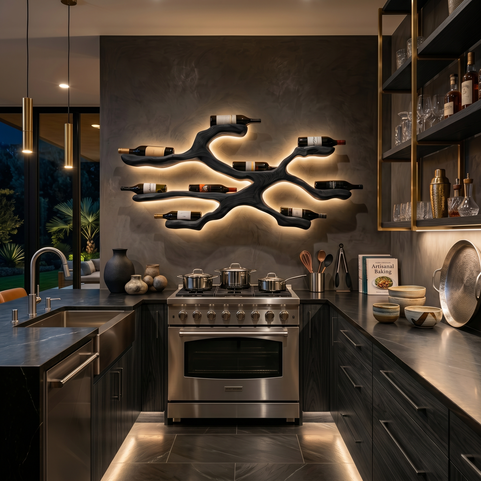 Modern Wine Bottle Holder Wall Display For Kitchen And Dining Area