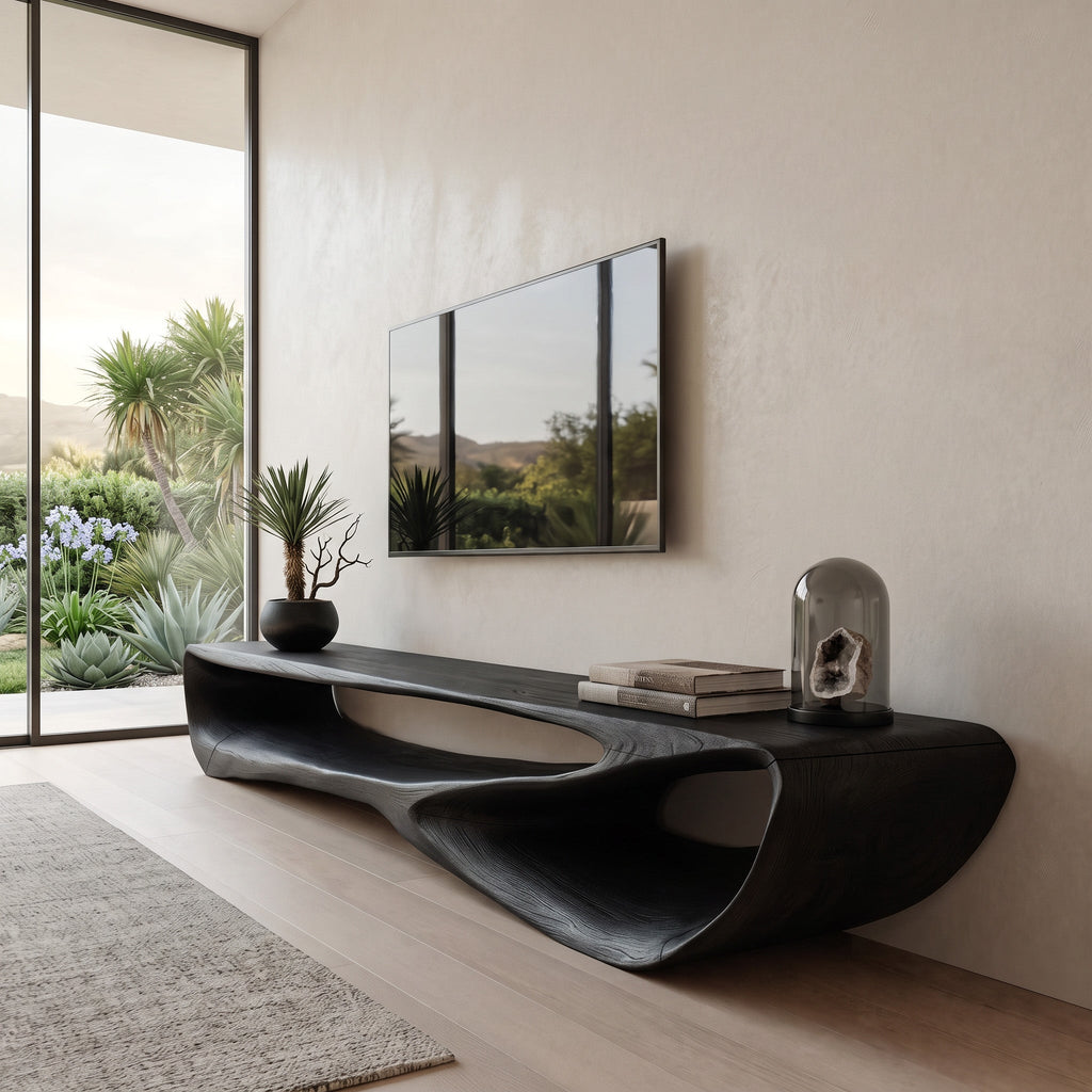 Minimal Curved TV Console For Living Room