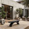 Rustic Bench With Curved Base For Living Room