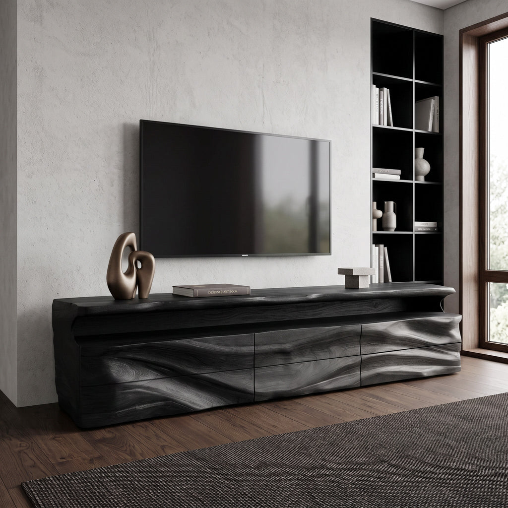 Modern TV Console With Shelf And Drawers For Living Room
