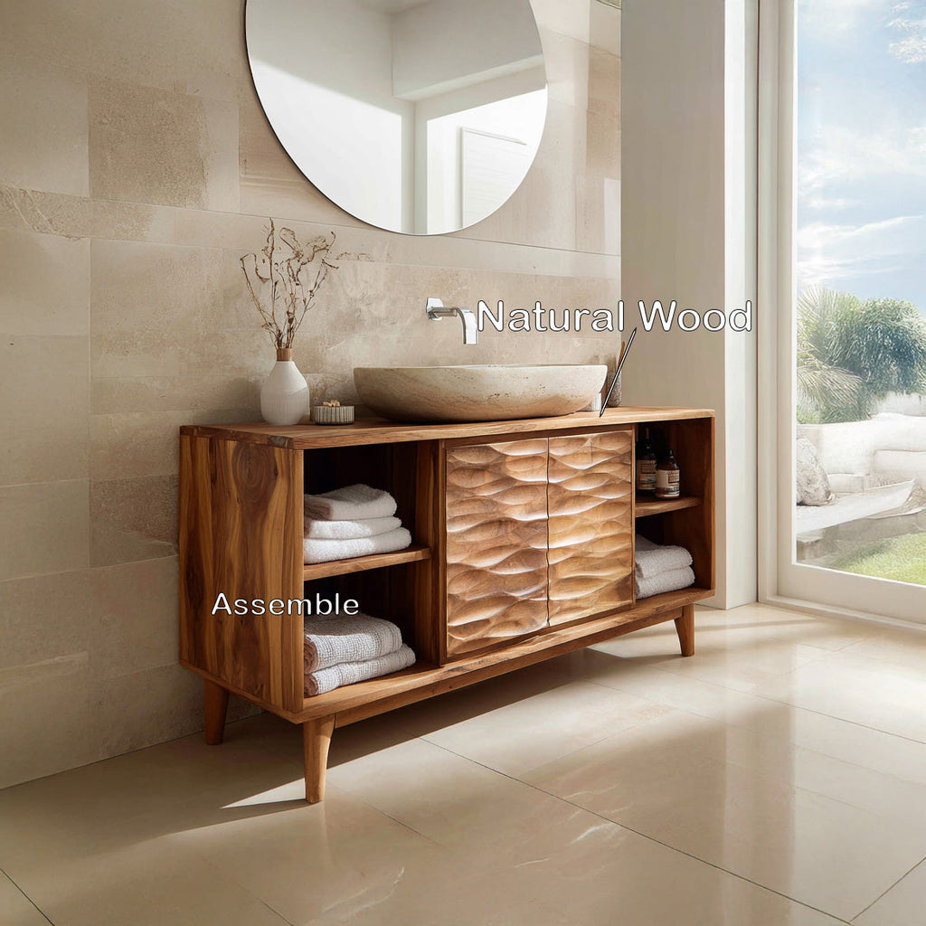 Modern Wave Bathroom Vanity Open Shelf For Bathroom