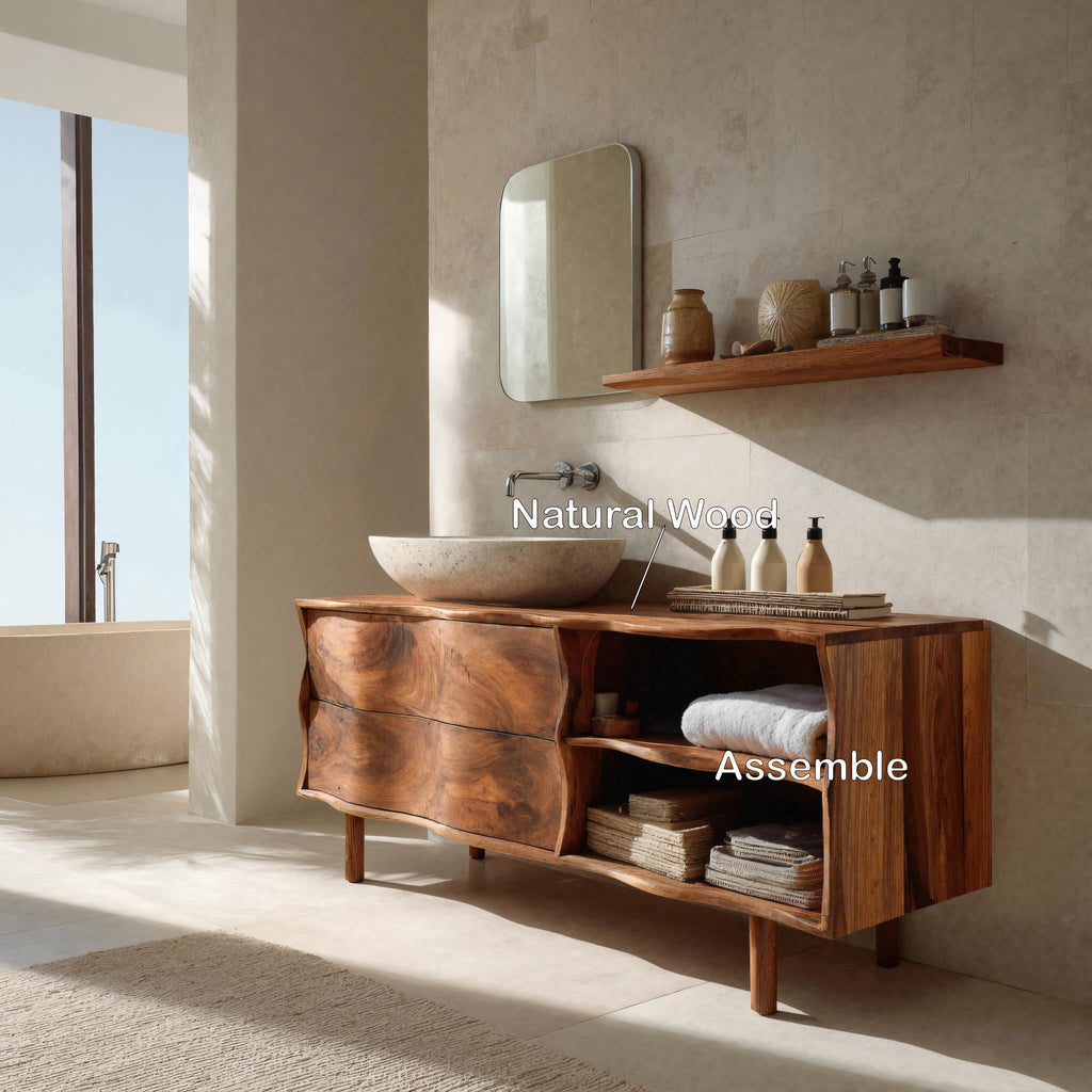 Contemporary Bathroom Vanity Sculpted Waves Front For Bathroom