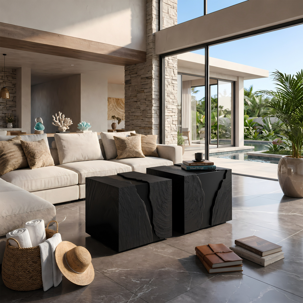 Modern Solid Wood Cube Coffee Table For Furniture Decor