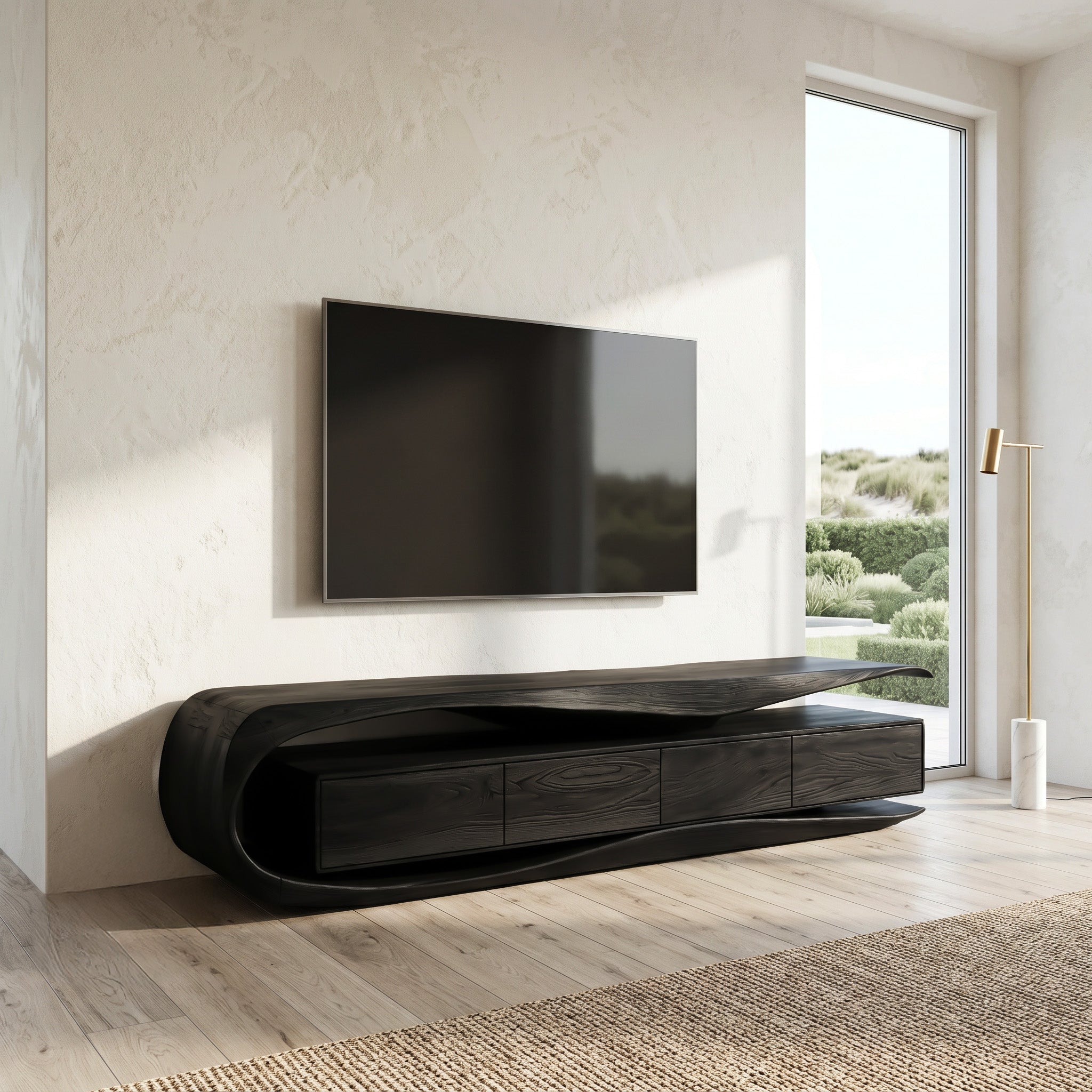 Modern Organic TV Console For Living Room Interior