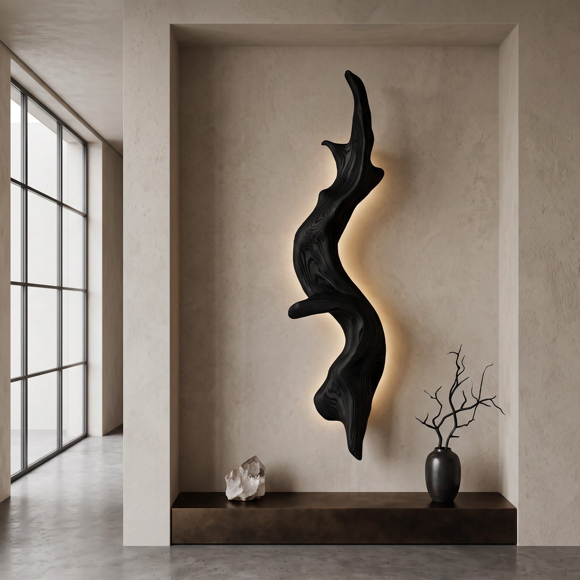 Rustic Organic Wall Lamp Sculpture For Living Room