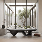 Modern Sculptural Bench With Flowing Design For Living Room