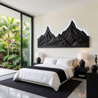 Rustic Mountain Wall Art Sculpture Hand Carved For Bedroom And Living Room