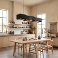 Sculpted Pendant Light Featuring Flowing Wave Carving For Dining