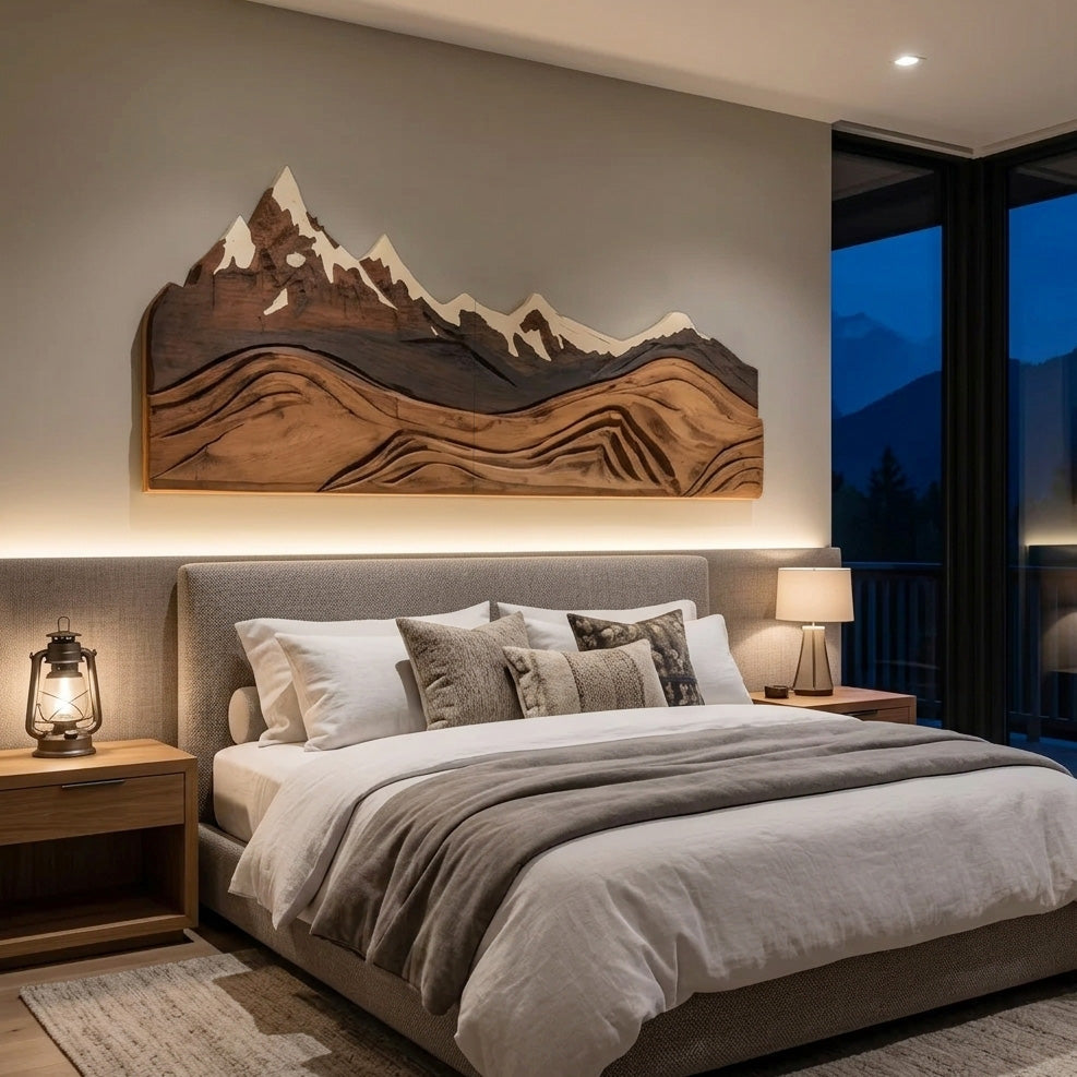 Mountain Wall Art Carving For Living Room And Nature Inspired Home
