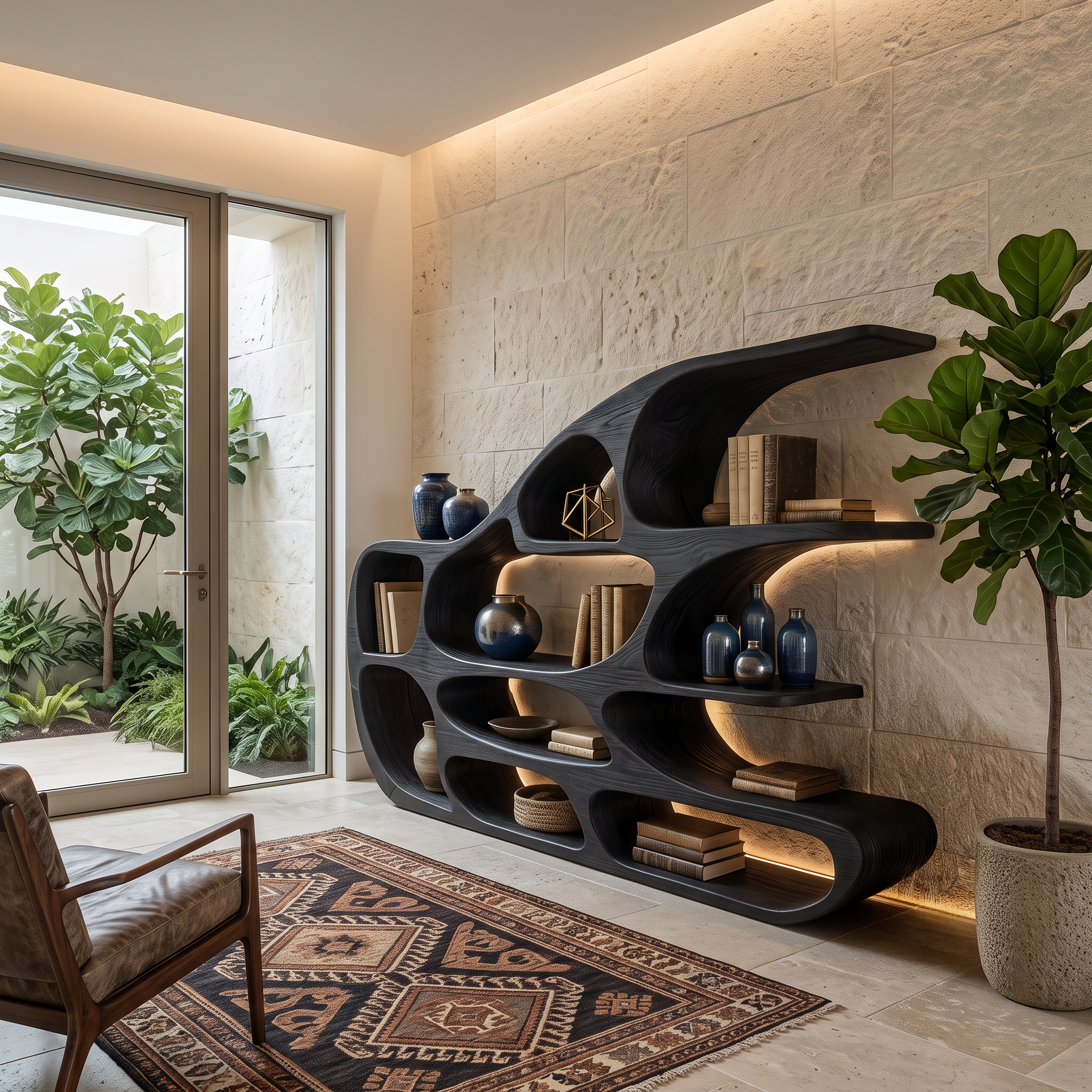 Modern Sculptural Shelf For Holiday Decoration