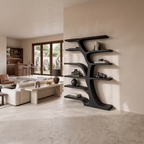 Modern Bookshelf Flowing Curved Design For Living Decor
