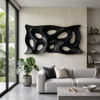 Modern Sculptural Wall Art With Abstract Carved Panel For Lounge