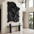 Organic Flowing Carved Wood Art Panel For Living Room