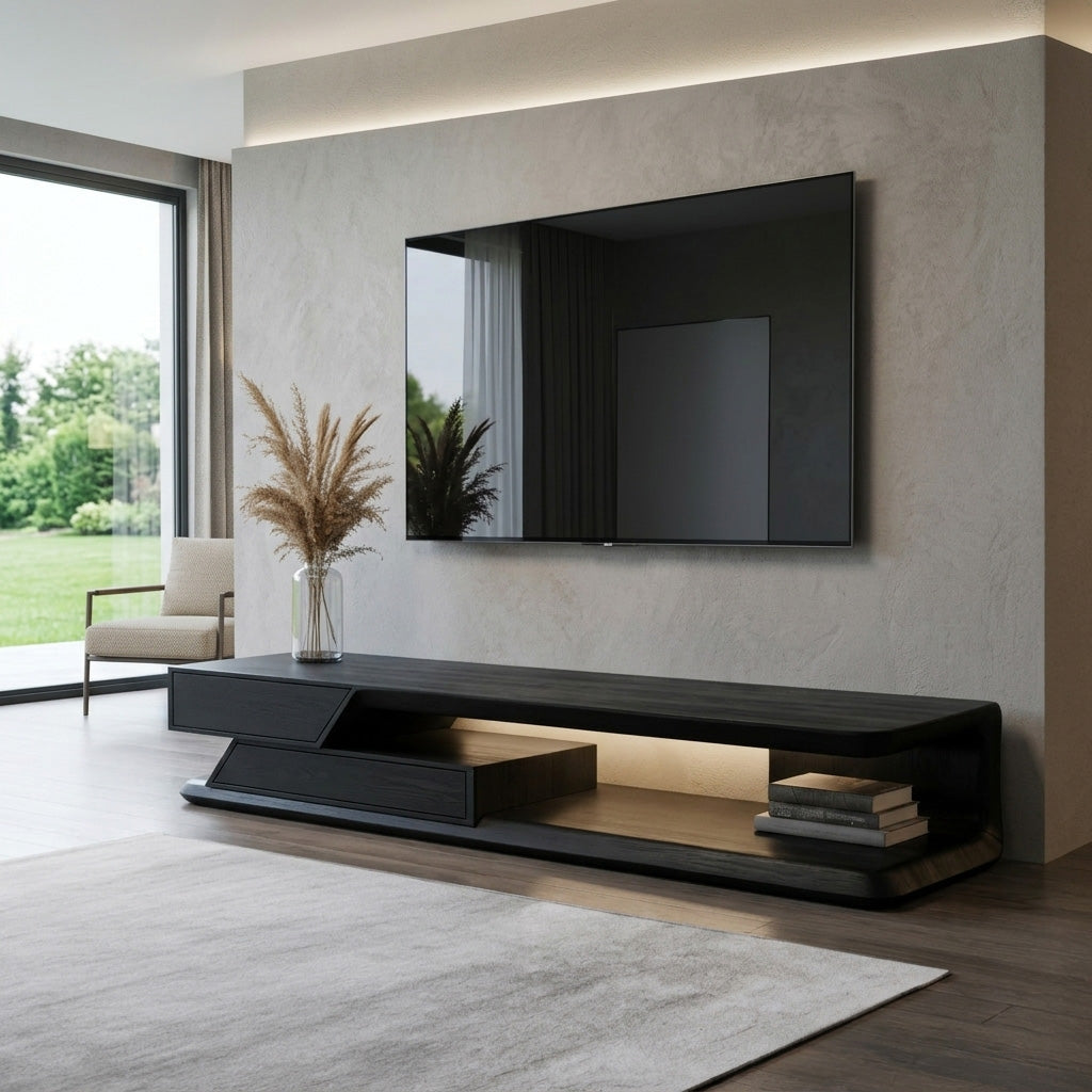 Modern TV Stand With Storage Shelves For Living Room