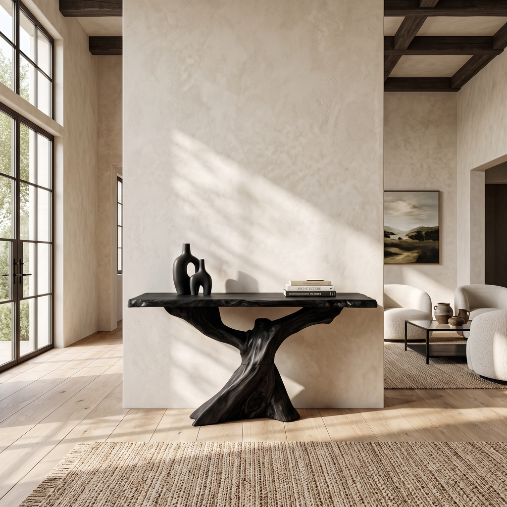 Modern Live Edge Console Table Organic Wood Furniture For Living Room