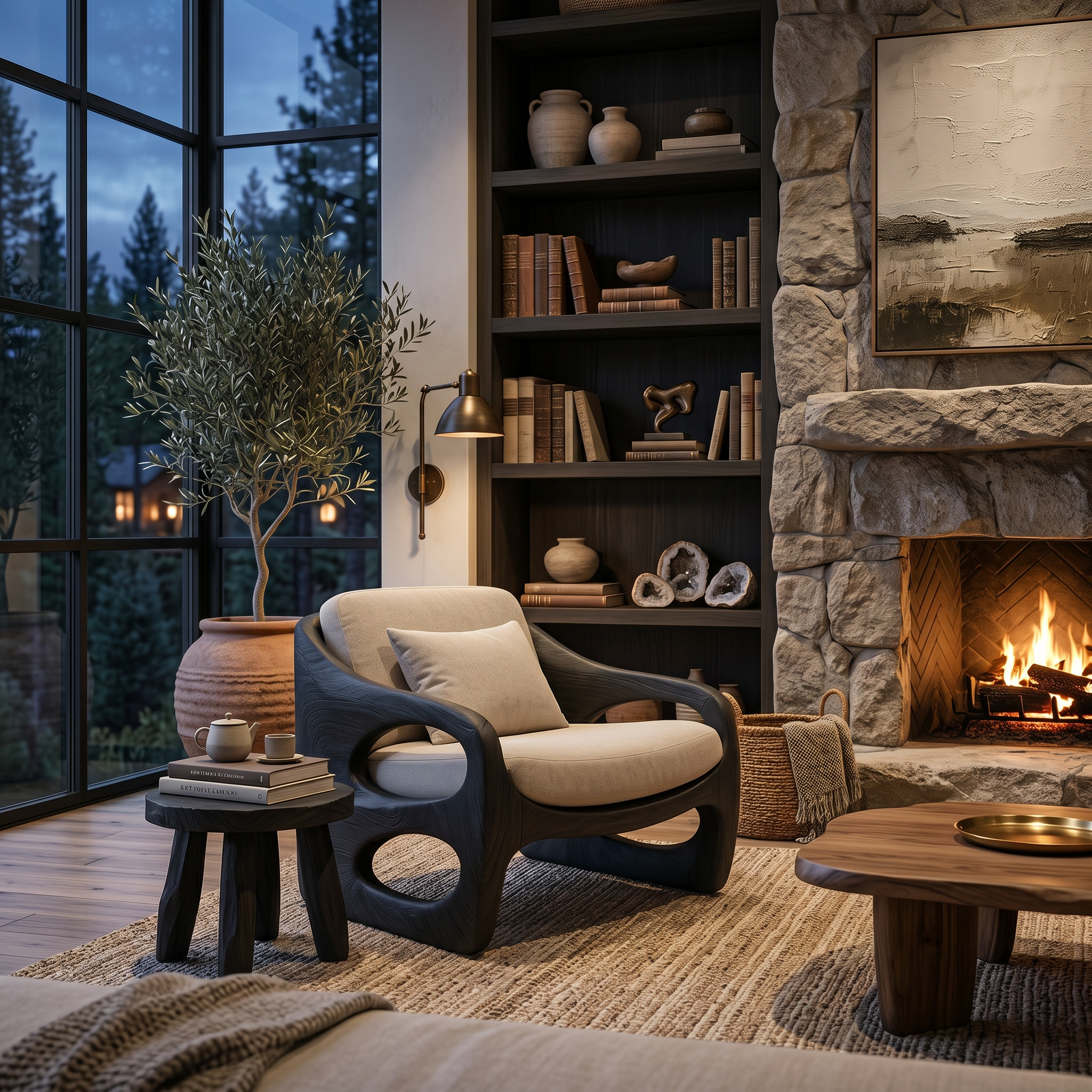 Contemporary Accent Chair With Rounded Frame For Living Room