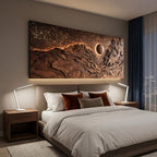 Hand Carved Wall Art With LED Eclipse Design For Living Room