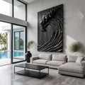 Hand Carved Wave Wall Art For Modern Living Room Decor