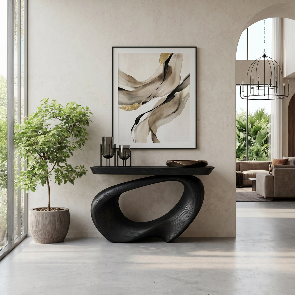 Rustic Live Edge Console Table Entryway Design