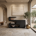 Organic Sideboard With Shelves And Cabinet For Living Room