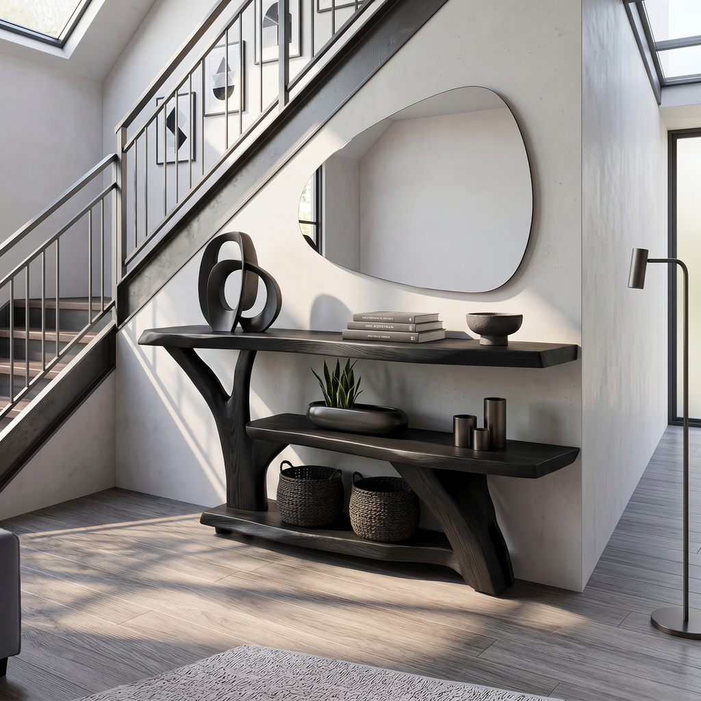 Modern Wooden Live Edge Console Table For Entryway Home Decoration