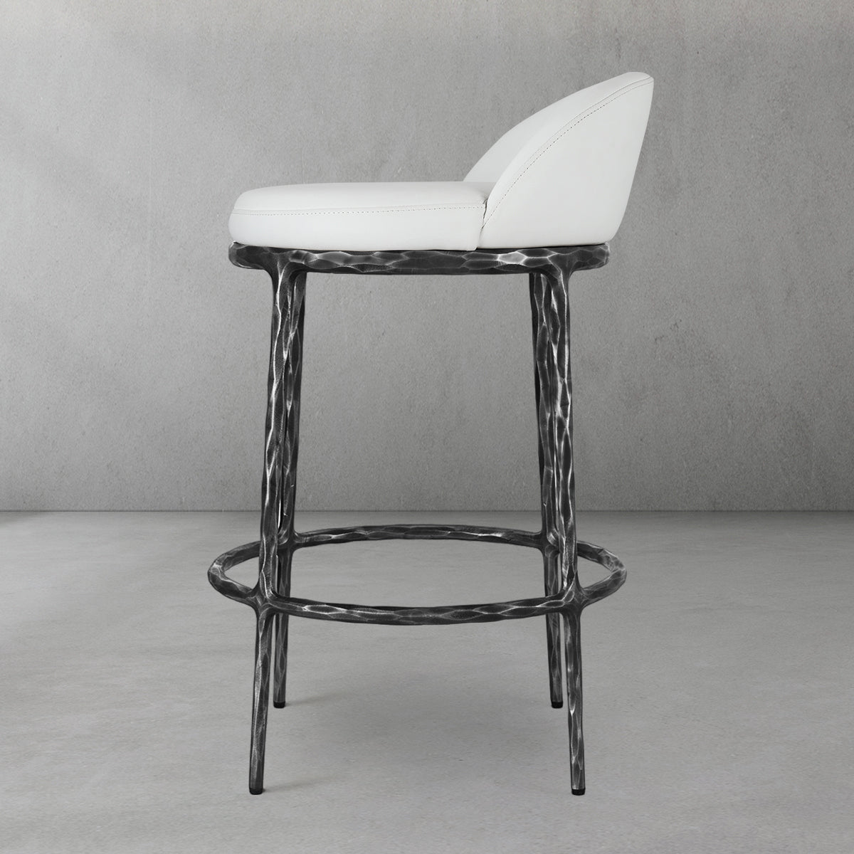 Hand-Forged Metal Bar Swivel Counter Stool