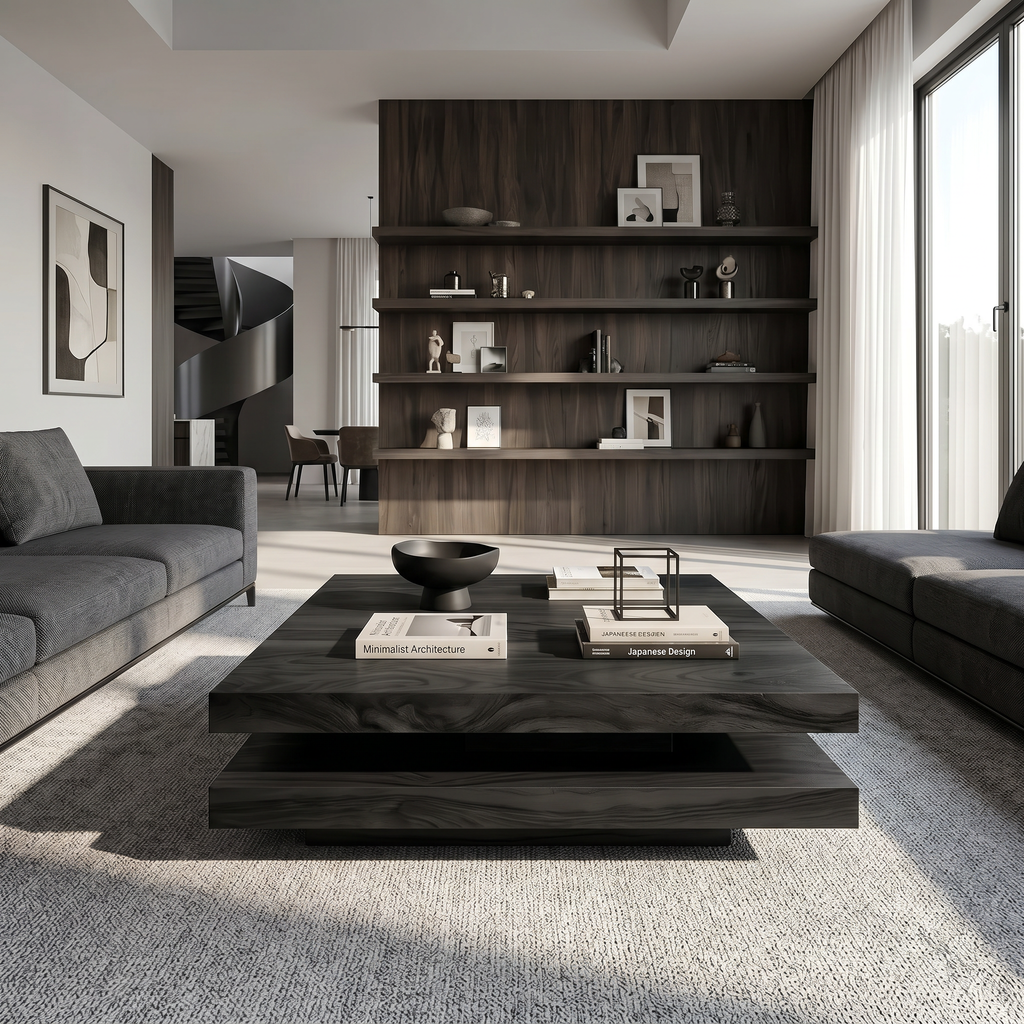 Modern Rustic Wooden Live Edge Coffee Table For Living Room