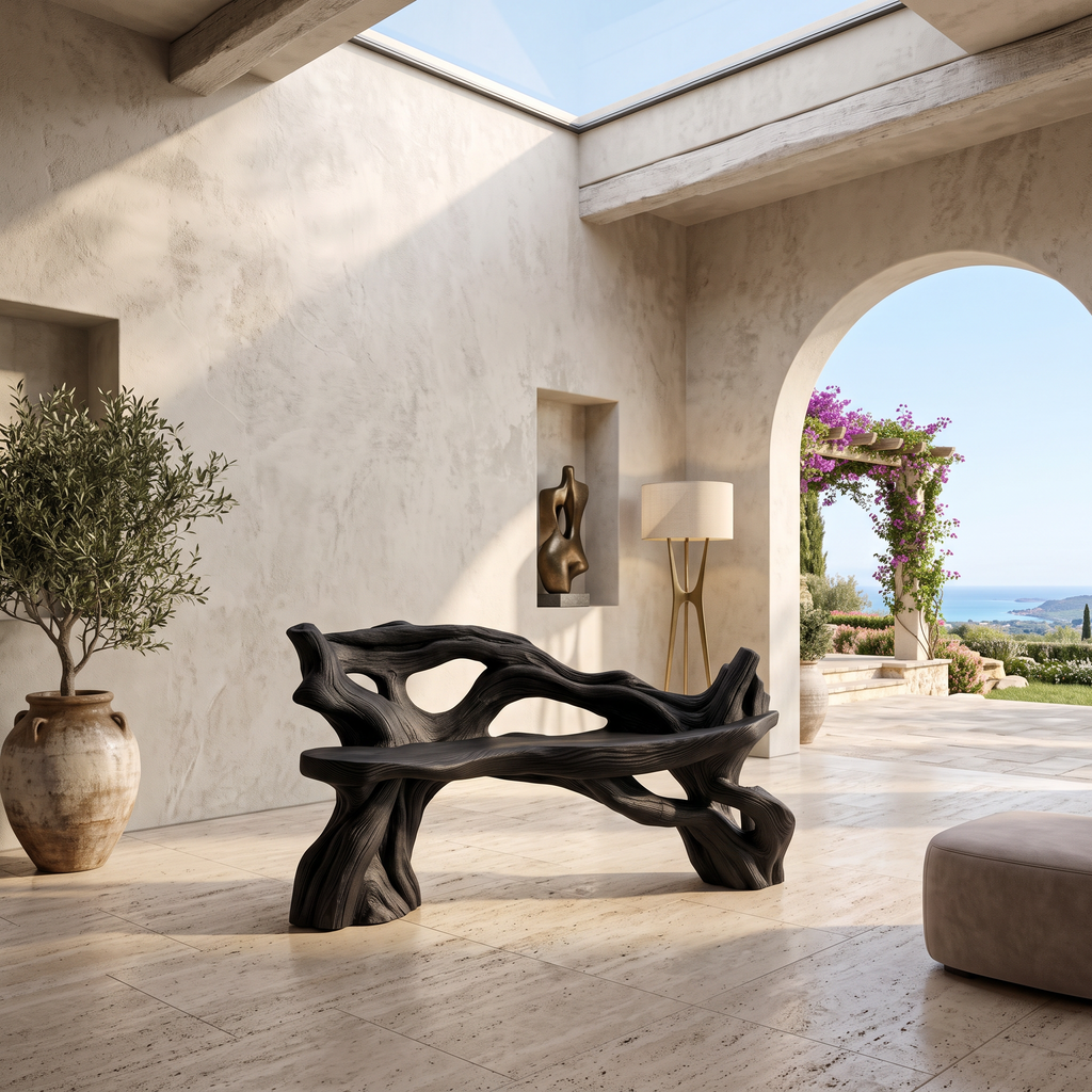 Handcrafted Branch Bench Outdoor Decor For Hand Carved Gardens