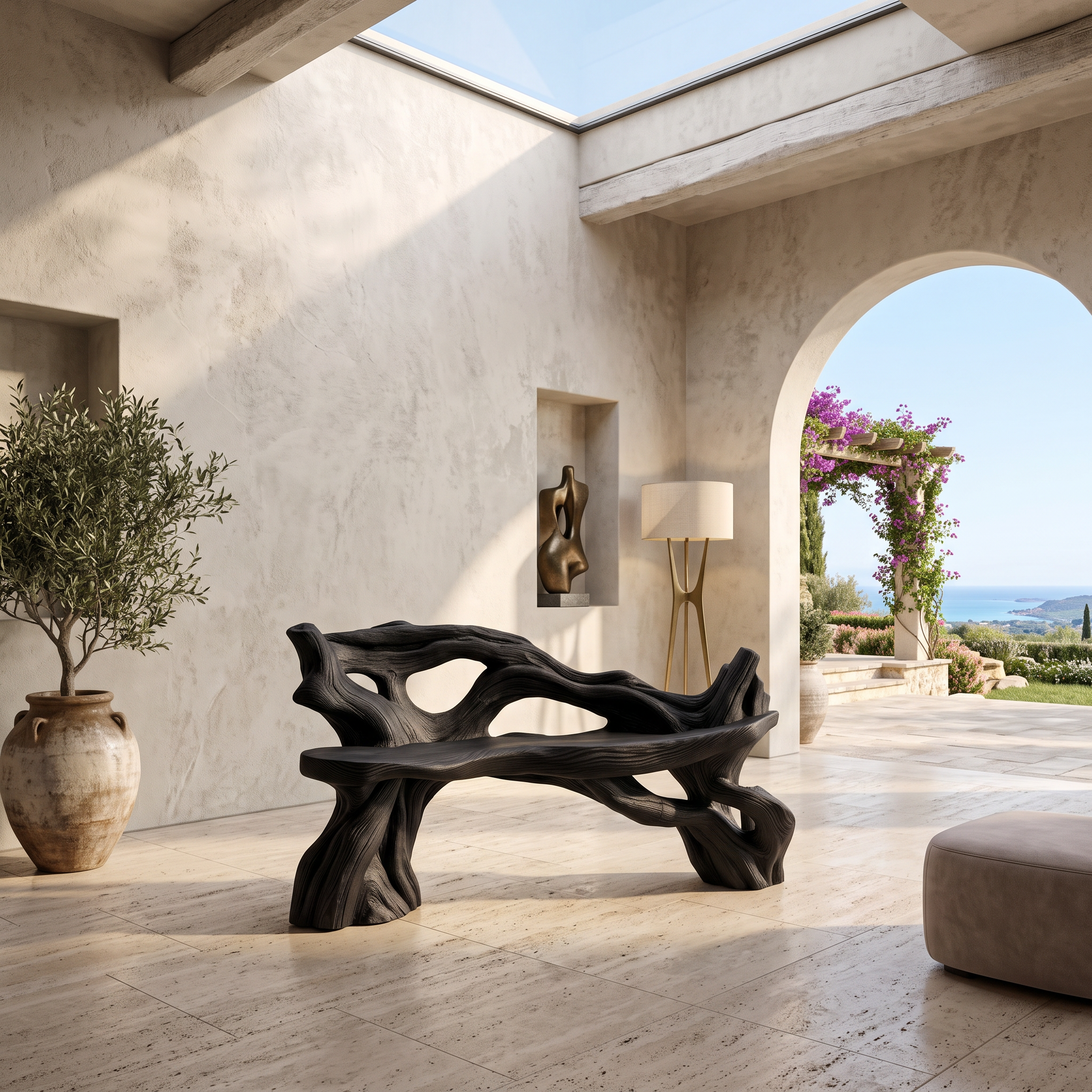 Handcrafted Branch Bench Outdoor Decor For Hand Carved Gardens