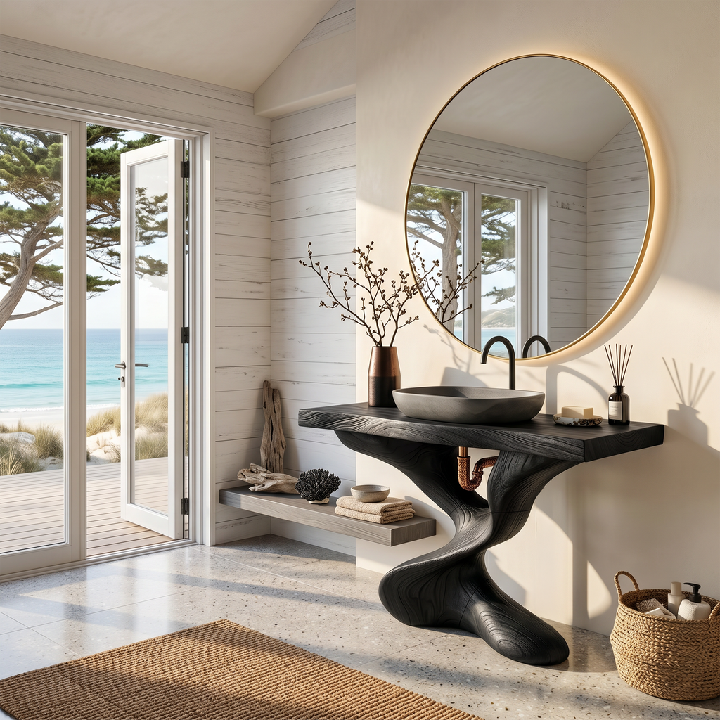 Farmhouse Solid Wood Vanity For Natural Bathroom
