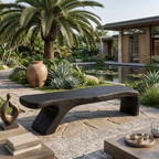 Architectural Bench With Sculpted Z Base For Entryway