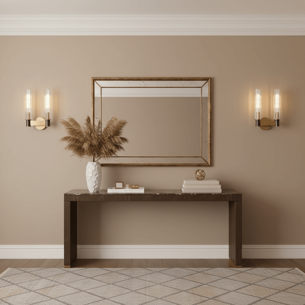 Palermo 2-light brass wall sconce with twin glass shades