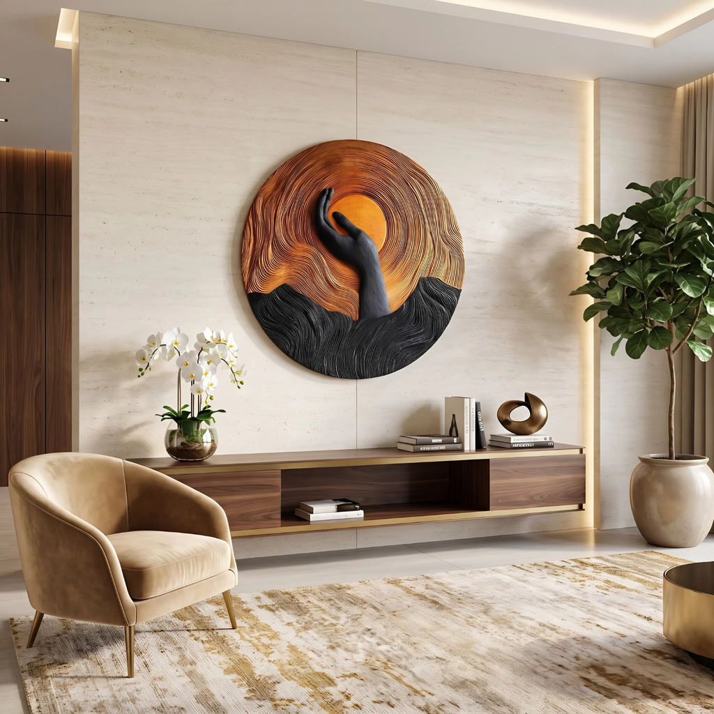 Handcrafted Solid Wood 3D Sculpture For Stylish Wall Decor