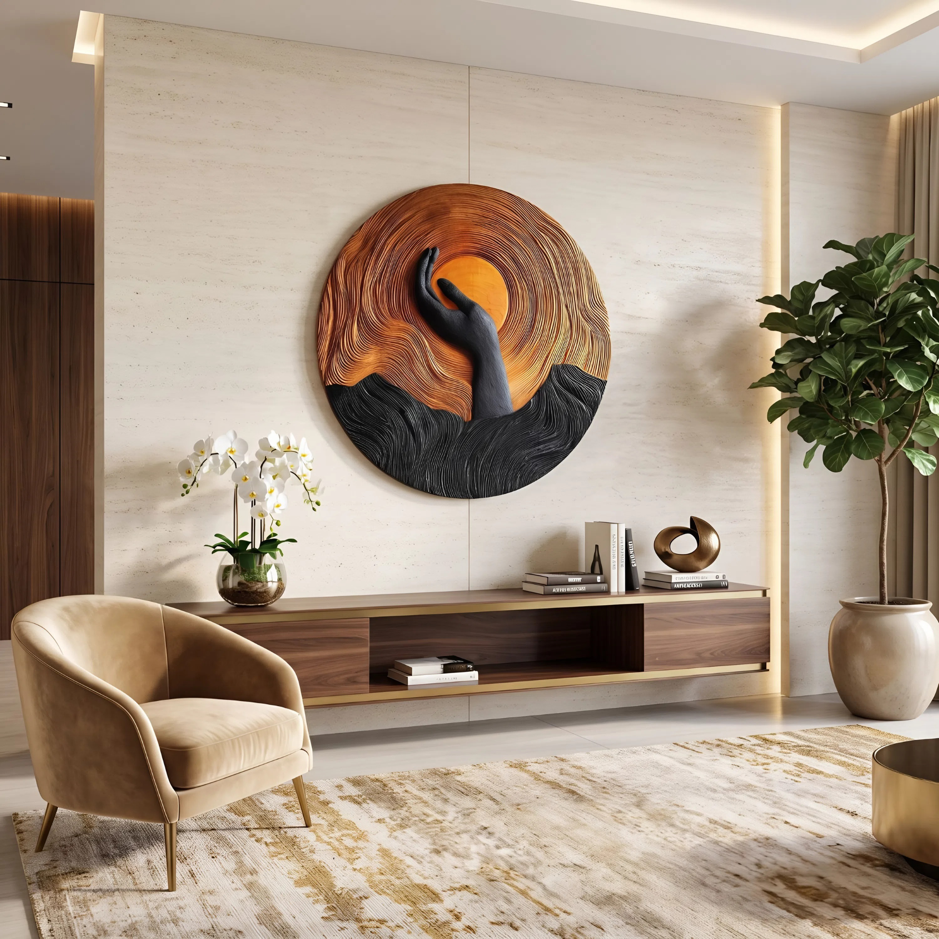 Handcrafted Solid Wood 3D Sculpture For Stylish Wall Decor