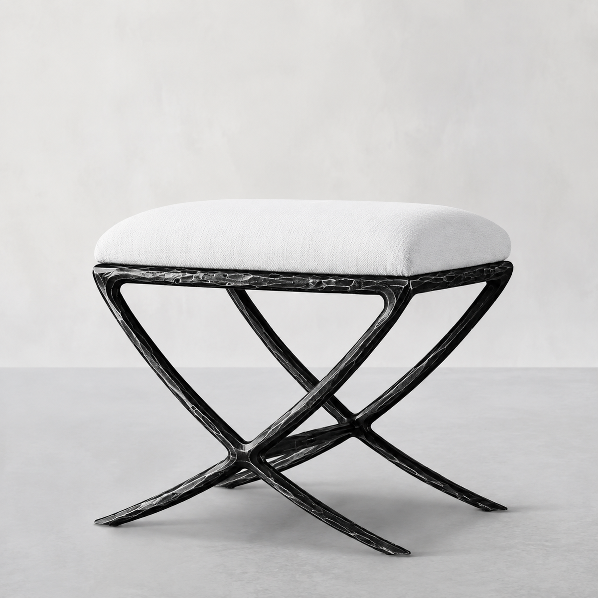 Hand-Forged Metal X-base Stool
