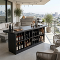 Wooden Bar Table With Storage For Compact Kitchen Or Coffee Bar