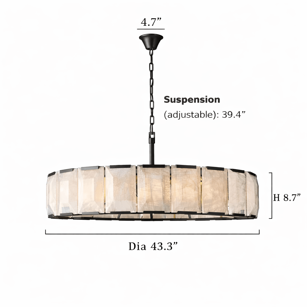 Brookhill calcite round chandelier full fixture view