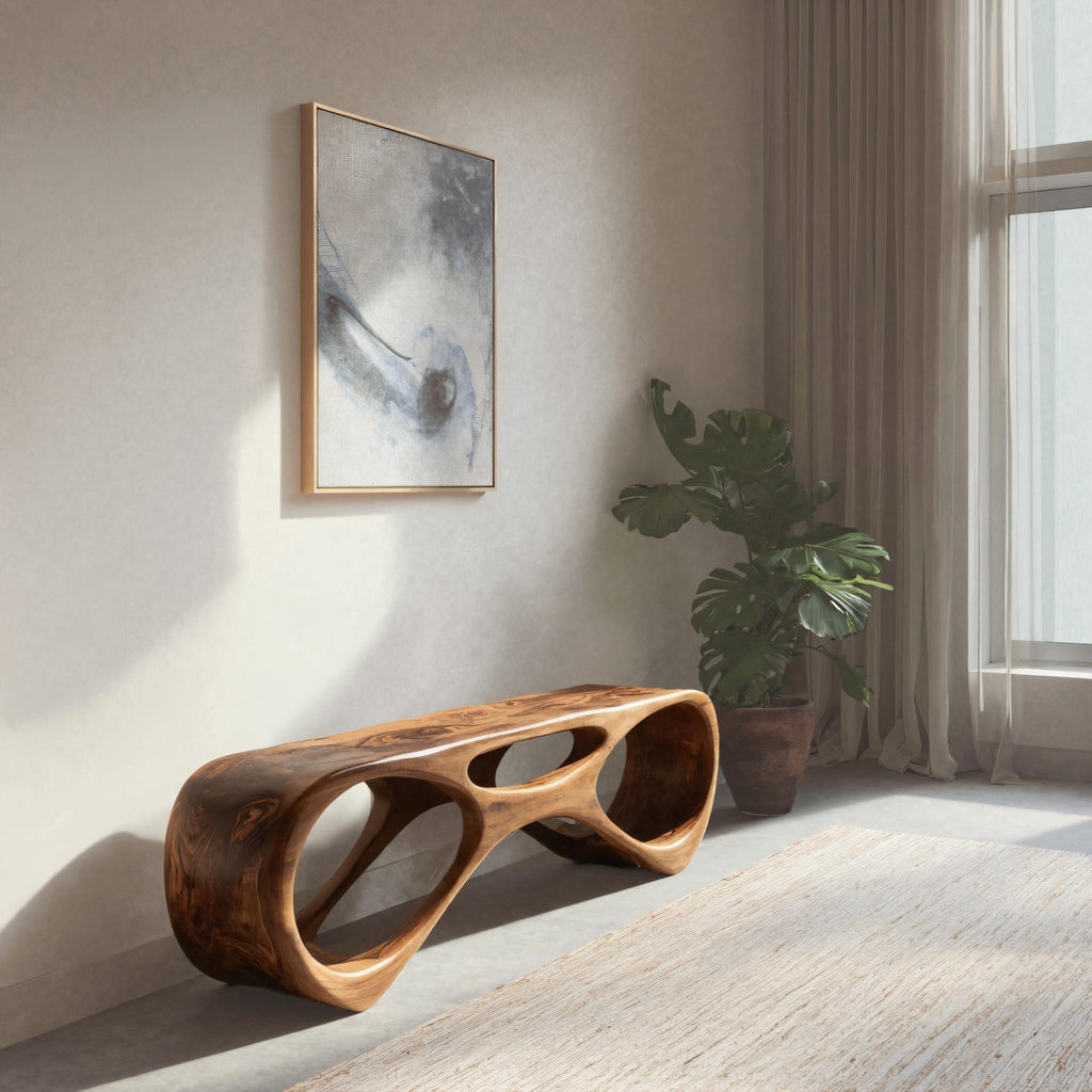 Modern Organic Bench For Entryway Or Furniture Hallway