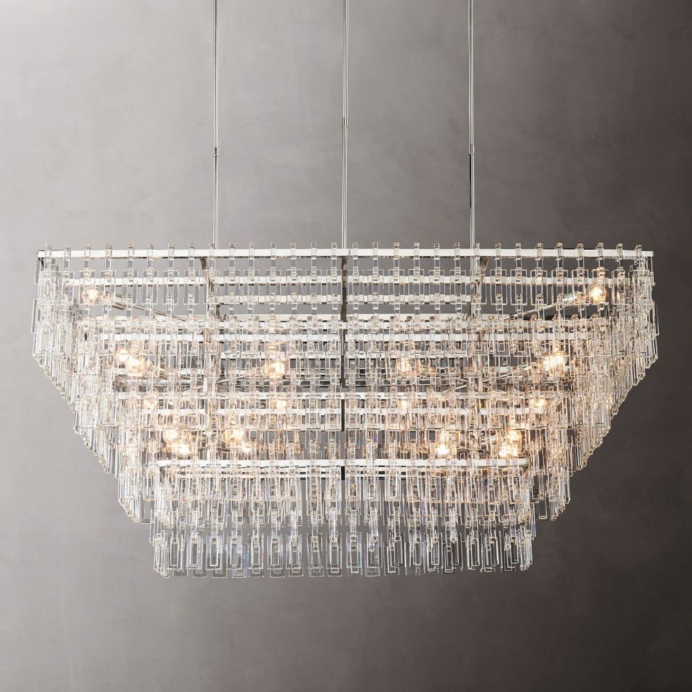 Marignan Modern Crystal Tiered Rectangle Chandelier 72"