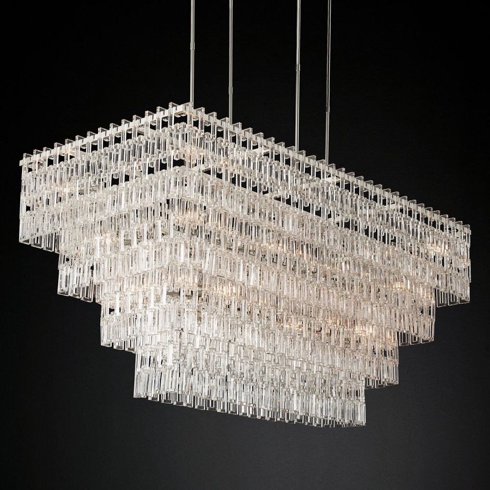 Marignan Modern Crystal Tiered Rectangle Chandelier 72"