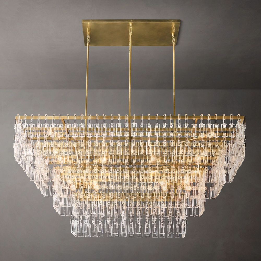 Marignan Modern Crystal Tiered Rectangle Chandelier 72"