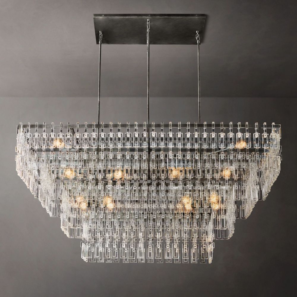 Marignan Modern Crystal Tiered Rectangle Chandelier 72"