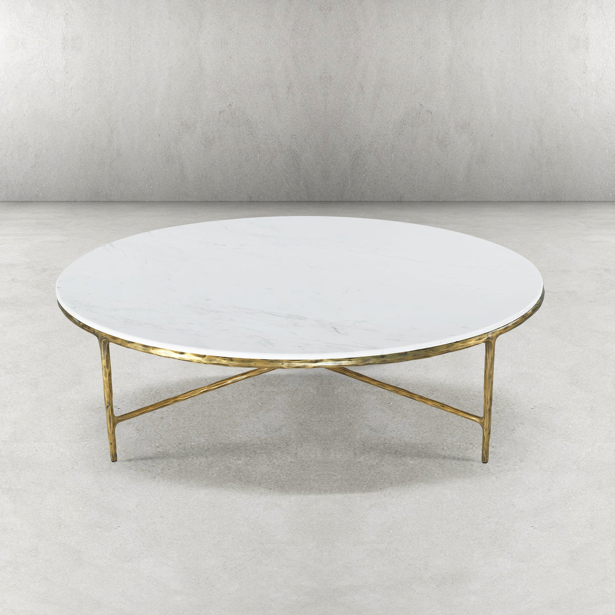 Hand-Forged Metal Marble Round Coffee Table 36" 55"
