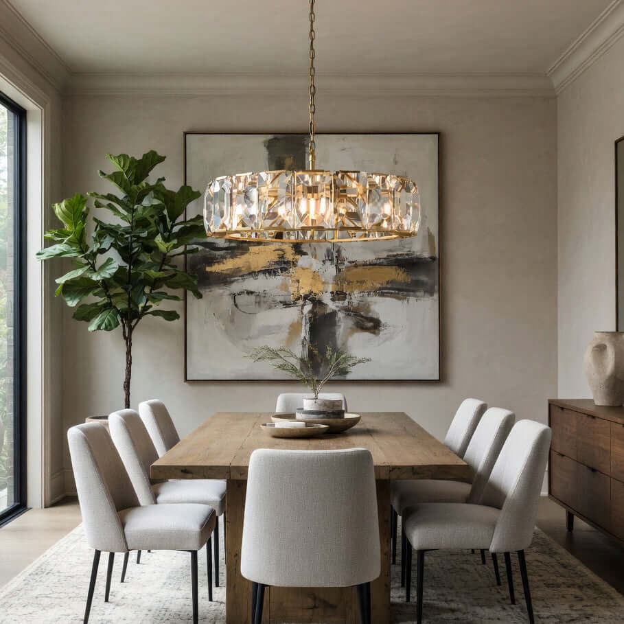 Brookhill 39-inch round crystal chandelier on a forged iron frame