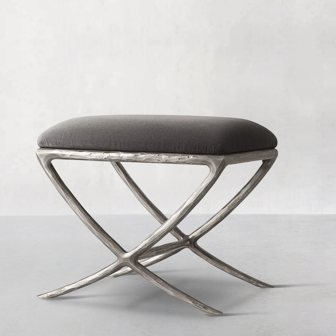 Hand-Forged Metal X-base Stool