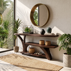 Modern Wooden Live Edge Console Table For Entryway Home Decoration