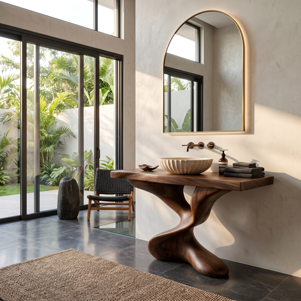 Farmhouse Solid Wood Vanity For Natural Bathroom