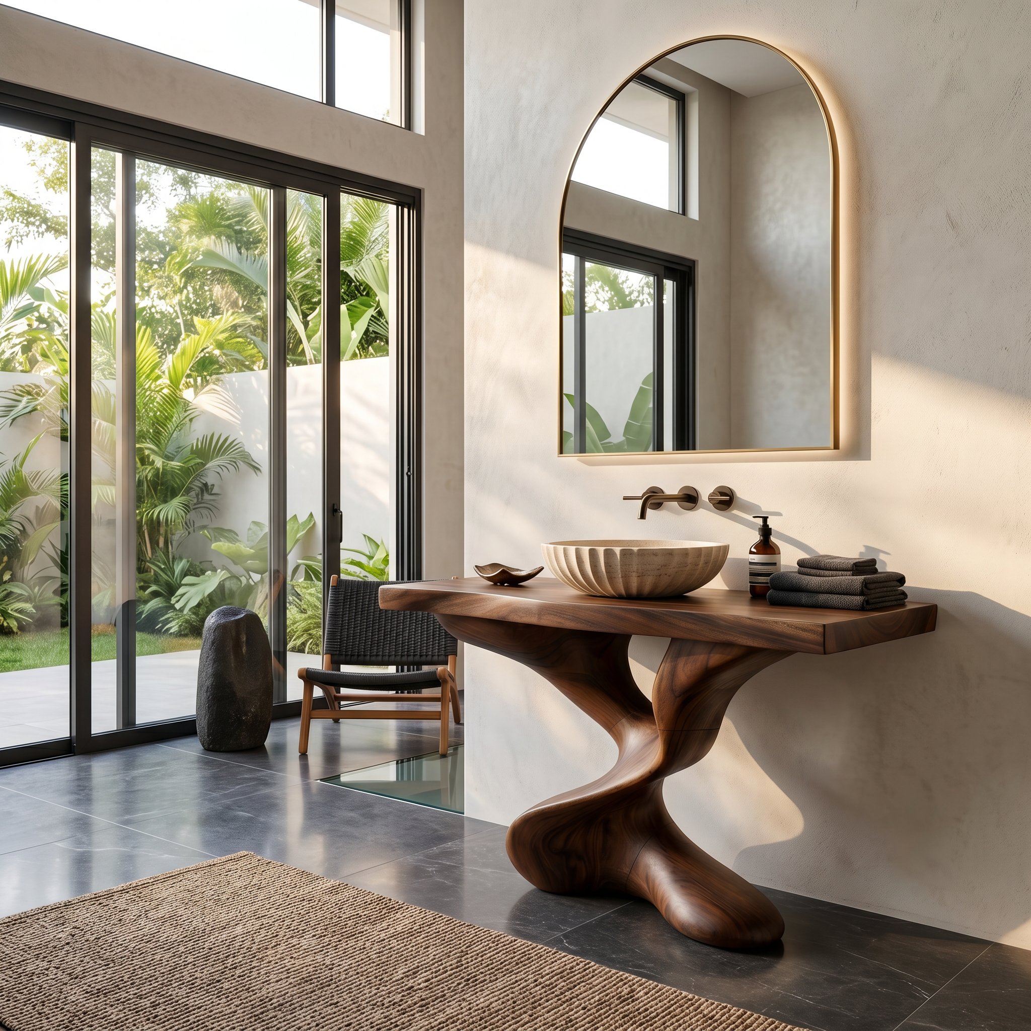 Farmhouse Solid Wood Vanity For Natural Bathroom